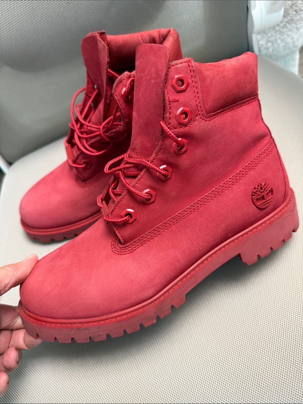 Timberland Red Nubuck 6-Inch Lace-Up Ankle Boots Size Euro 39 - Picture 6 of 10